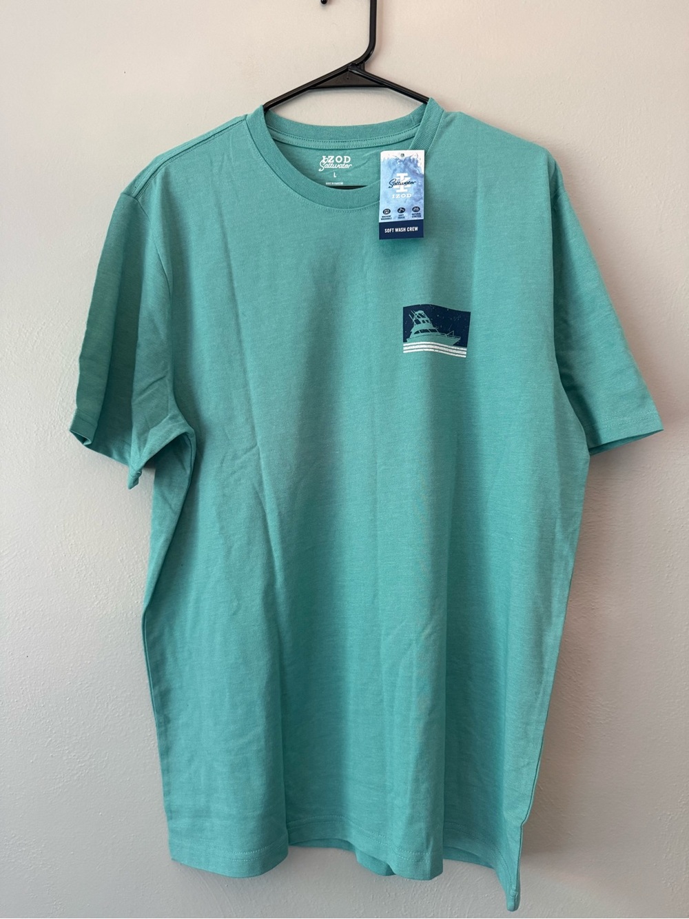 Izod Teal Short-Sleeve Crew Neck T-Shirt with Nautical Chest Graphic